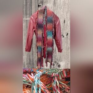 - EXTRA LONG NARROW KNIT SCARF WITH SIDE FRINGE